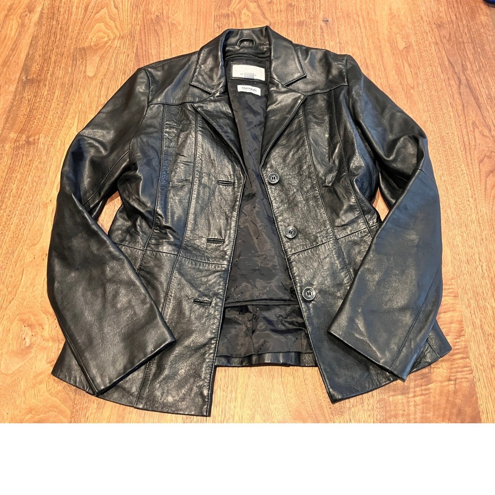 Wilsons Leather Maxima Women's Black Leather Jacket Womens Medium Fitted Y2k